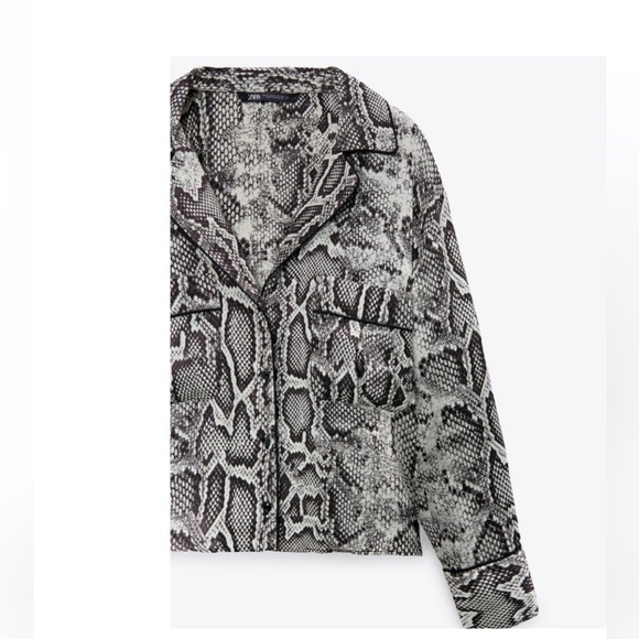 Zara snake skin animal print button up blouse - Picture 2 of 6